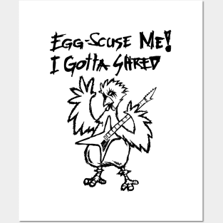 Heavy Metal Band Guitarist Chicken Guitar Playing Chick Gift Posters and Art